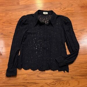L'AGENCE Black Lace Blouse